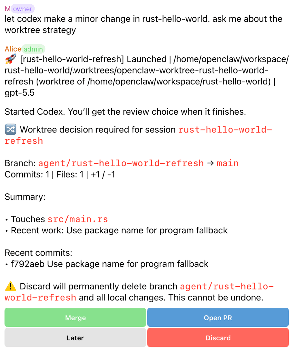 Ask-mode worktree decisions